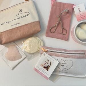 Makeup Brush and Tool Set - Pink and Cream